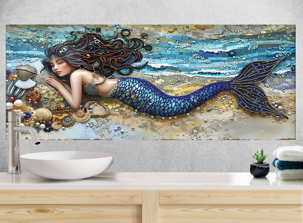 Enchanted Mermaid - Glass Kitchen Backsplash-BacksplashArtworks