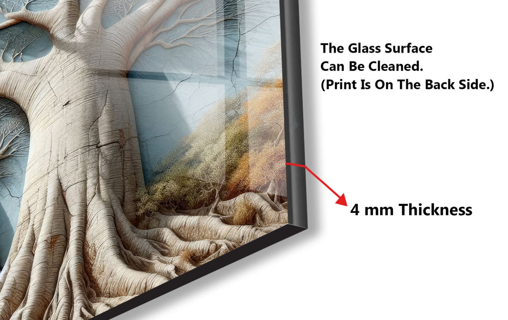 Luxury 3D Look Glass Kitchen Backsplash – Baobab Tree Nature-Inspired Wall Art-BacksplashArtworks