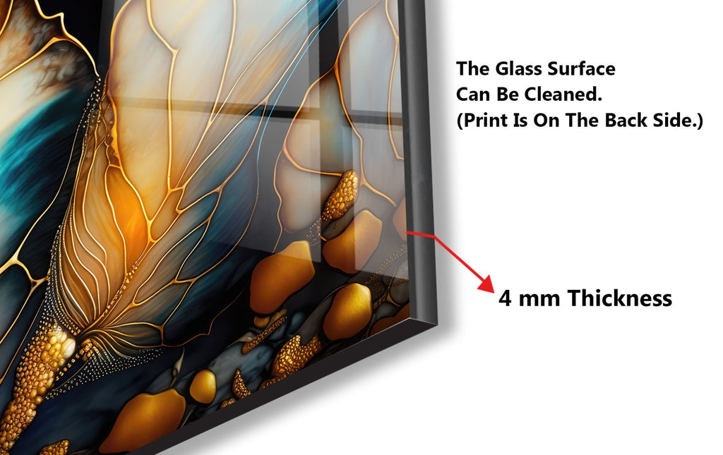 Golden Butterfly Elegance Luxurious - Glass Kitchen Backsplash-BacksplashArtworks