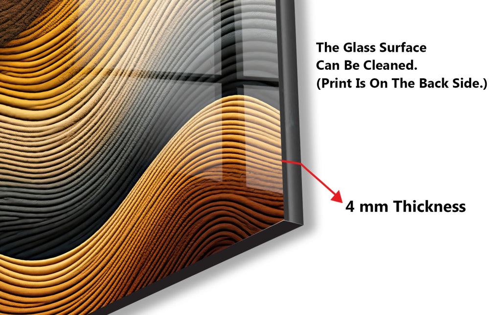 Golden Waves Luxurious - Glass Kitchen Backsplash-BacksplashArtworks