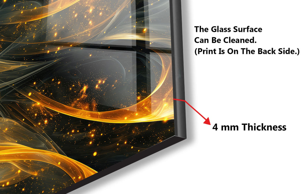 Golden Ember Luxurious - Tempered Glass Kitchen Backsplash-BacksplashArtworks