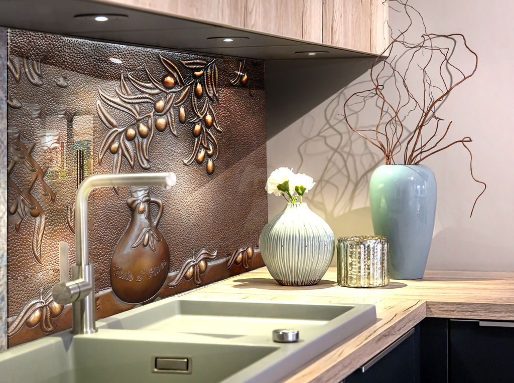 Mediterranean Olive Grove - Glass Backsplash-BacksplashArtworks