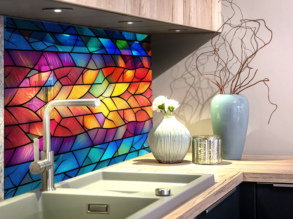 Vibrant Stained Colored - Glass Backsplash-BacksplashArtworks