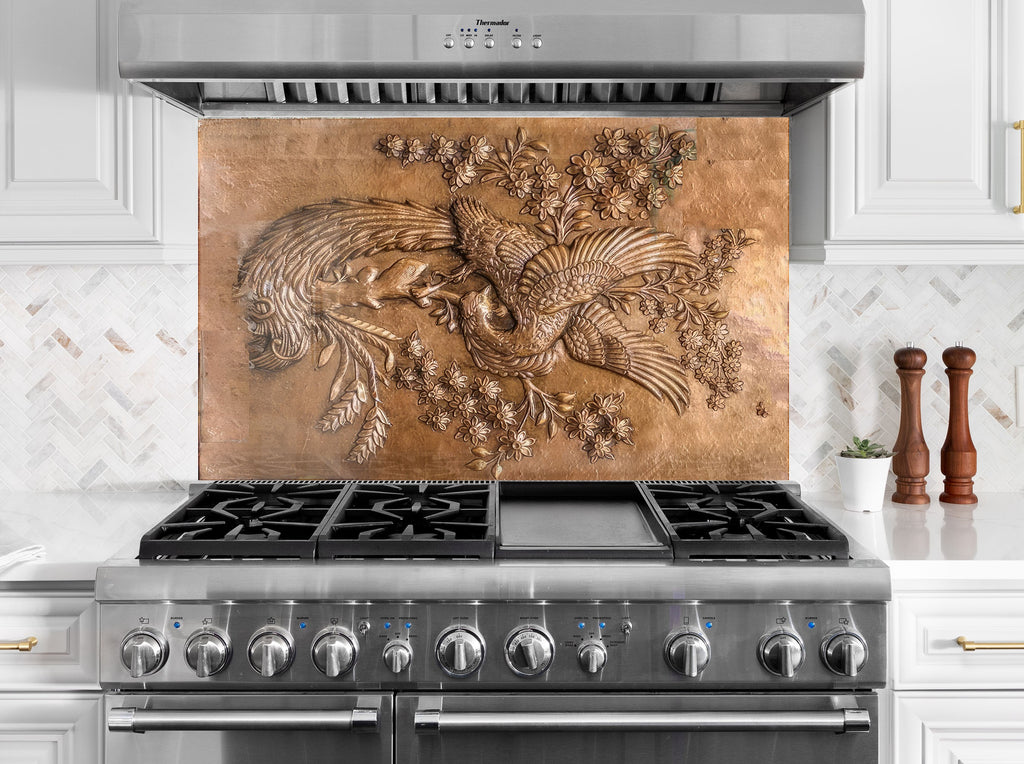 Majestic Phoenix Luxurious - Glass Kitchen Backsplash-BacksplashArtworks