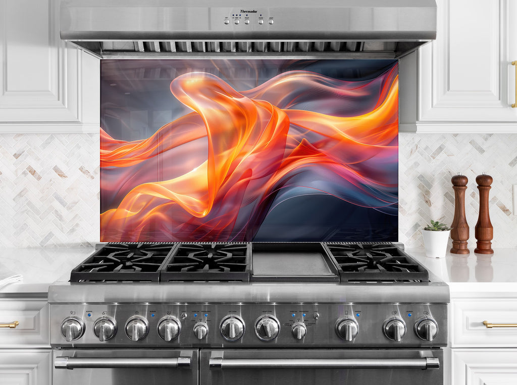 Flame Fusion Fiery - Glass Kitchen Backsplash-BacksplashArtworks