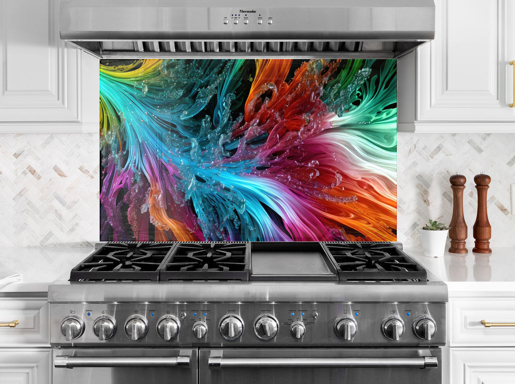 Radiant Fusion Multicolor Swirl - Glass Kitchen Backsplash-BacksplashArtworks