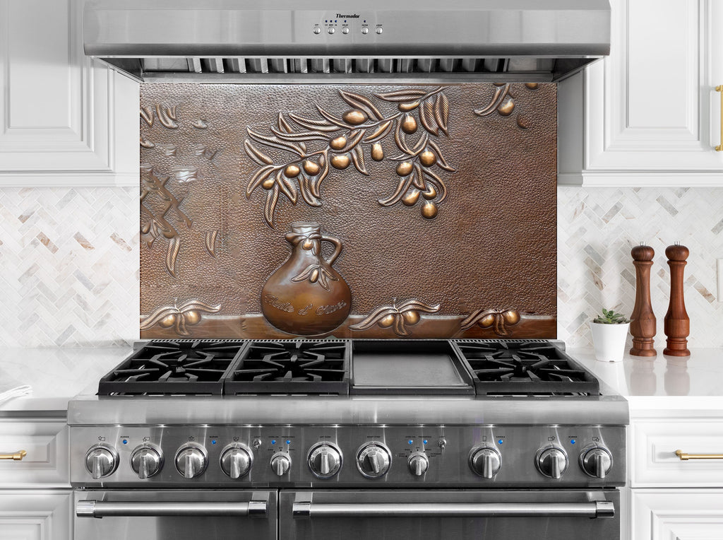 Mediterranean Olive Grove - Glass Backsplash-BacksplashArtworks