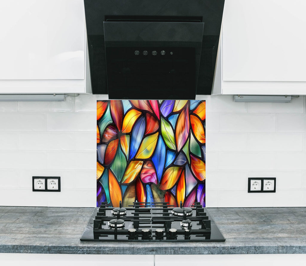 Vibrant Stained Glass Elegance - Glass Kitchen Backsplash-BacksplashArtworks