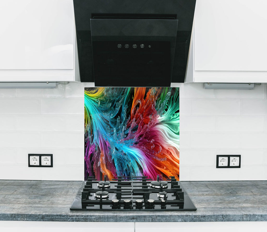Radiant Fusion Multicolor Swirl - Glass Kitchen Backsplash-BacksplashArtworks