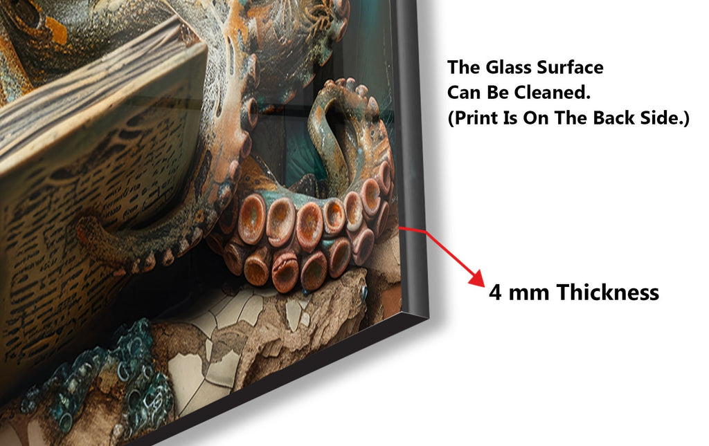 Octopus Scholar – Glass Kitchen Backsplash-BacksplashArtworks