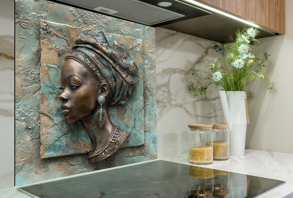 Regal African Queen - Glass Kitchen Backsplash-BacksplashArtworks