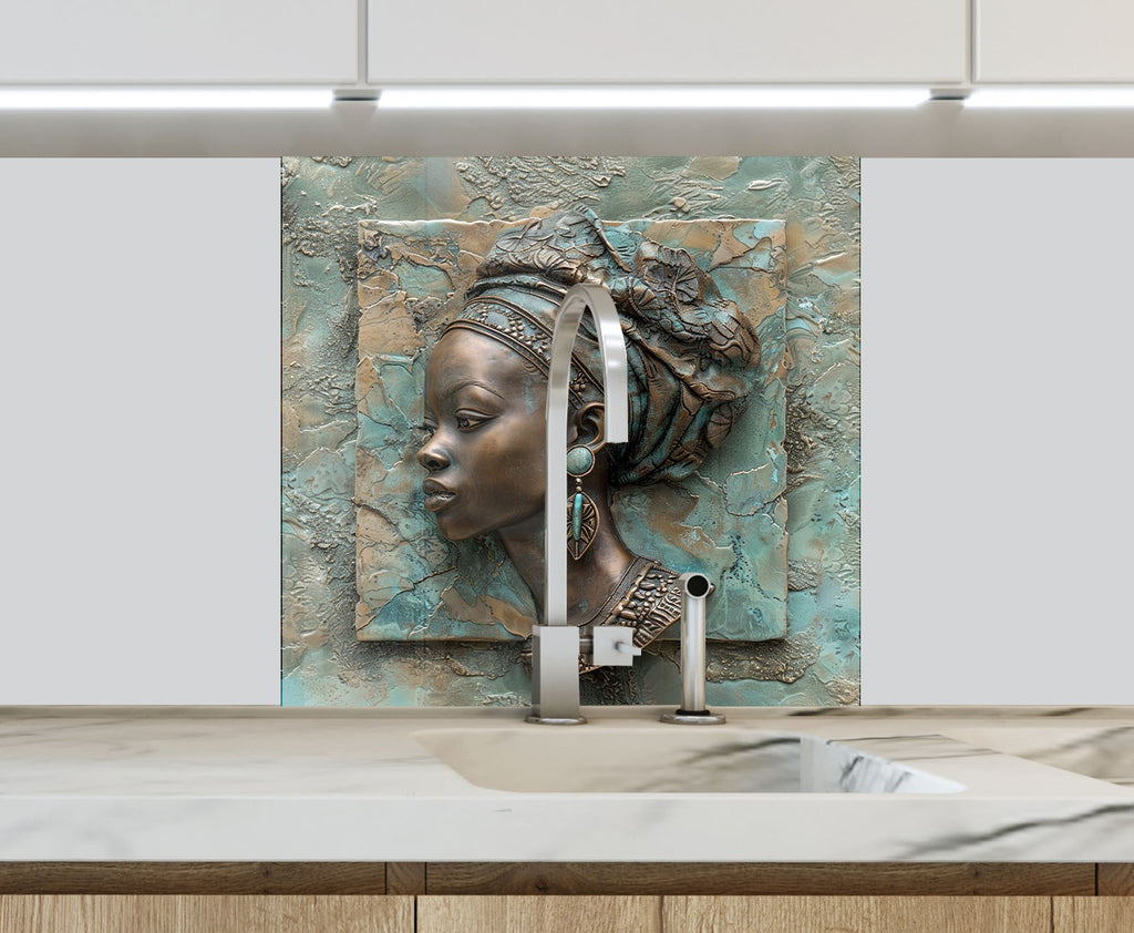 Regal African Queen - Glass Kitchen Backsplash-BacksplashArtworks