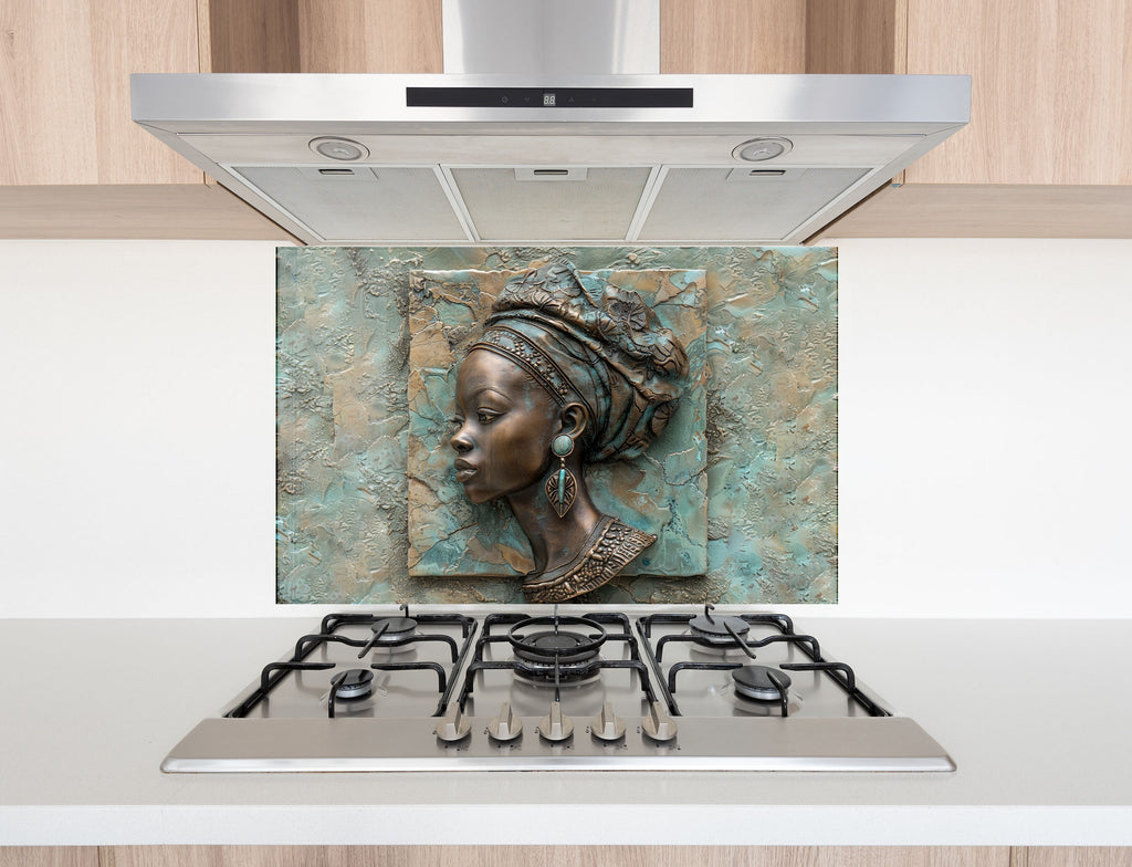 Regal African Queen - Glass Kitchen Backsplash-BacksplashArtworks