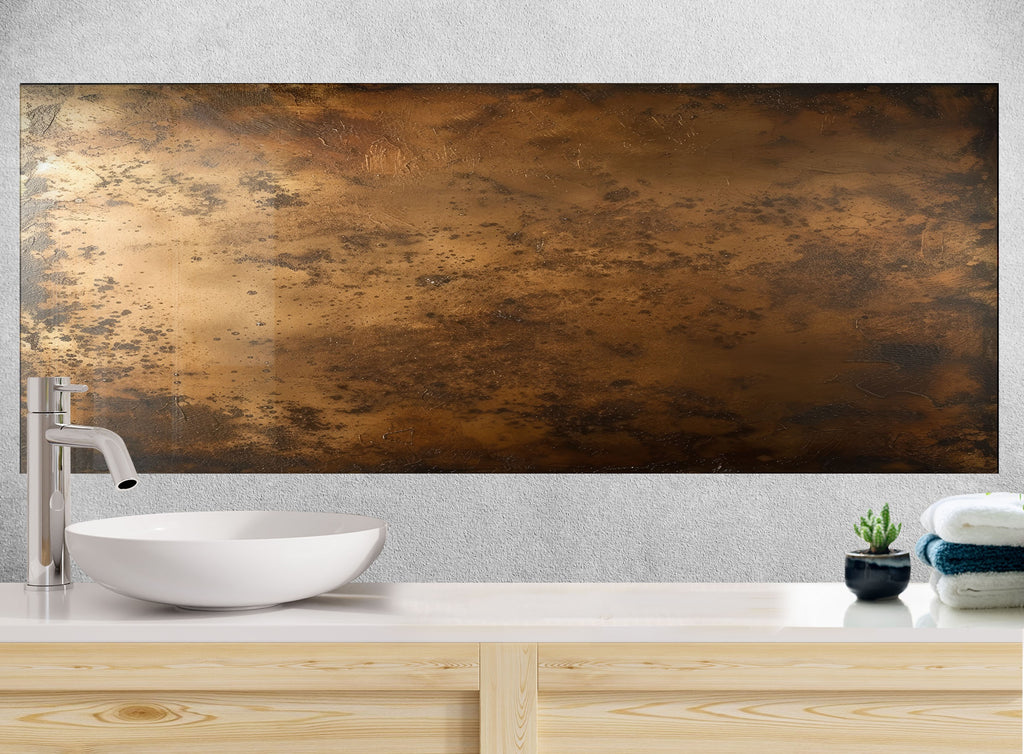 Bronze Panel Abstract Glass Backsplash-BacksplashArtworks
