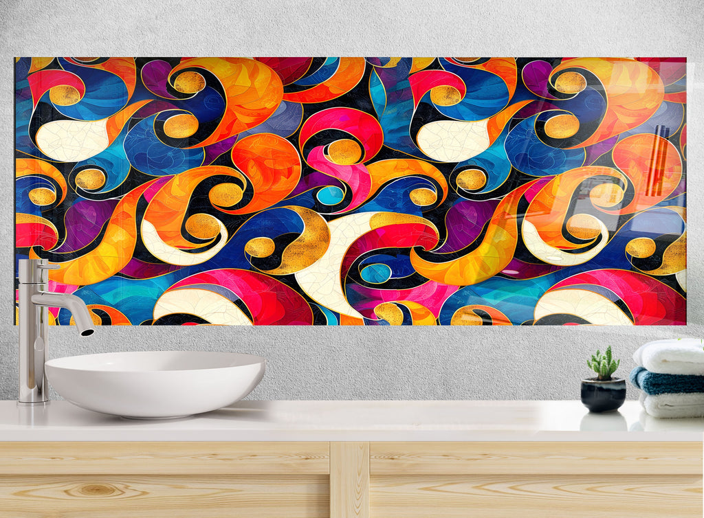 Abstract Tempered Glass Backsplash-BacksplashArtworks