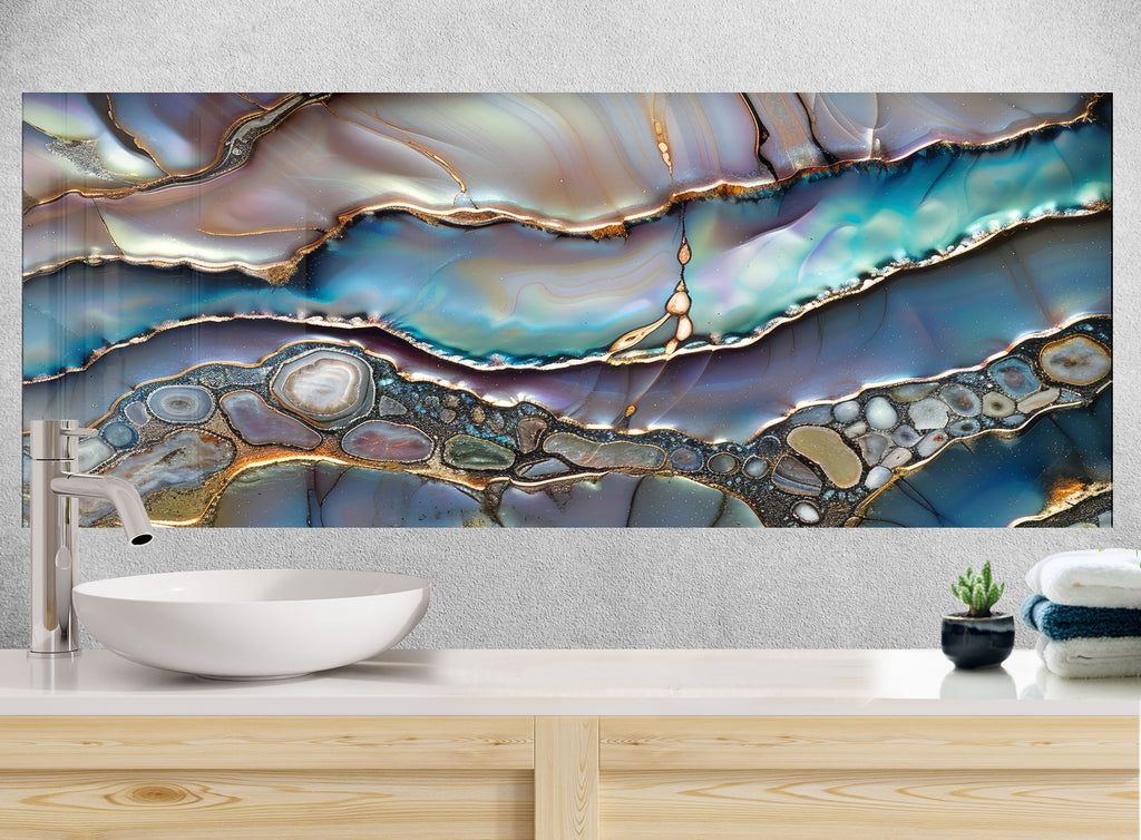 Iridescent Agate Crystal - Glass Kitchen Backsplash-BacksplashArtworks