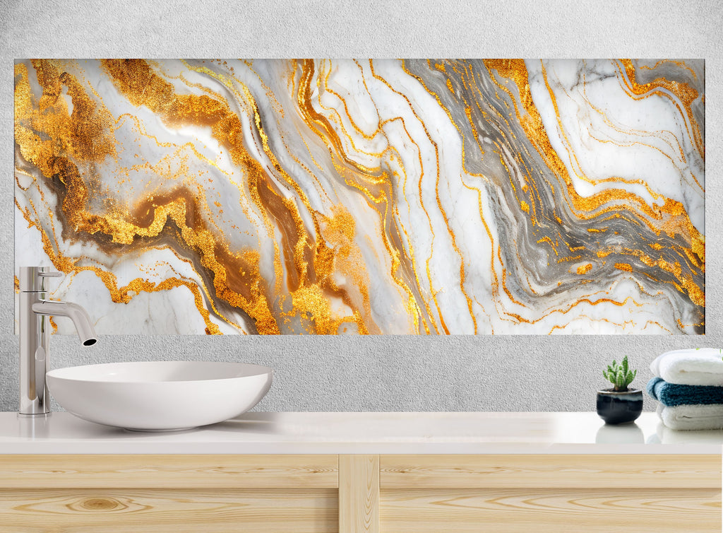 Golden Wave Marble - Glass Kitchen Backsplash-BacksplashArtworks
