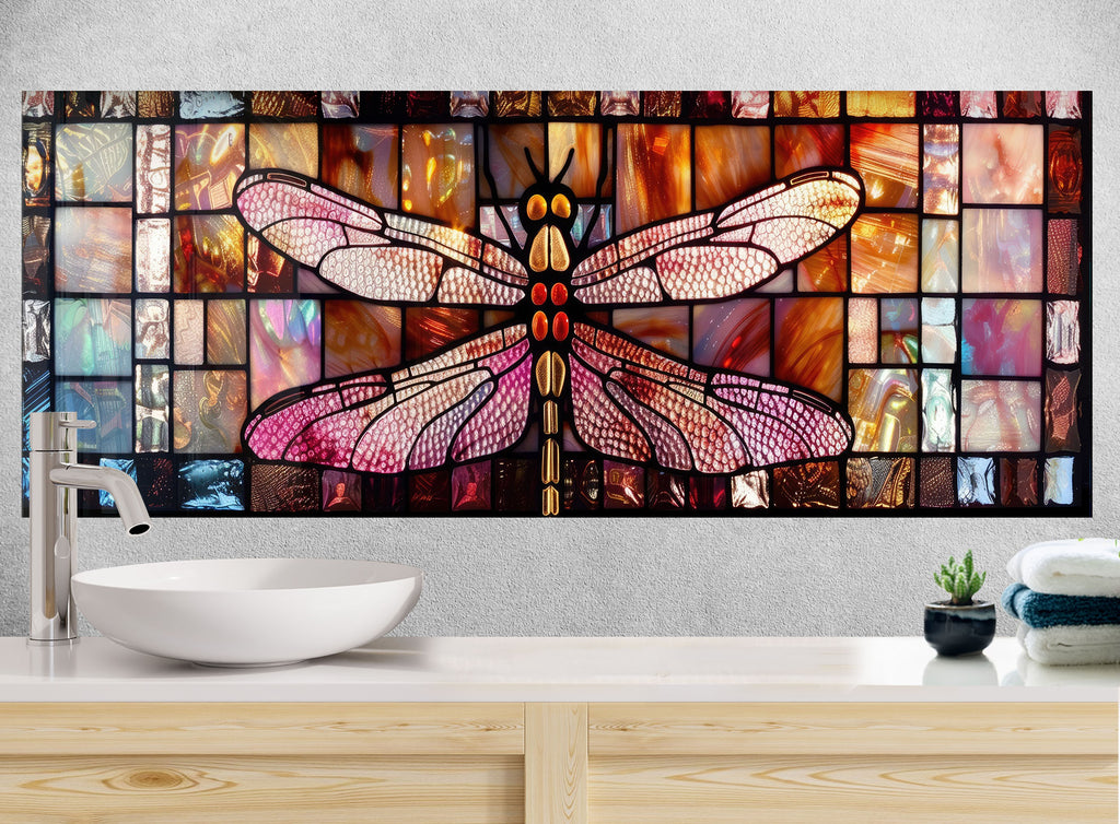 Colored Dragonfly – Stained Glass Kitchen Backsplash-BacksplashArtworks
