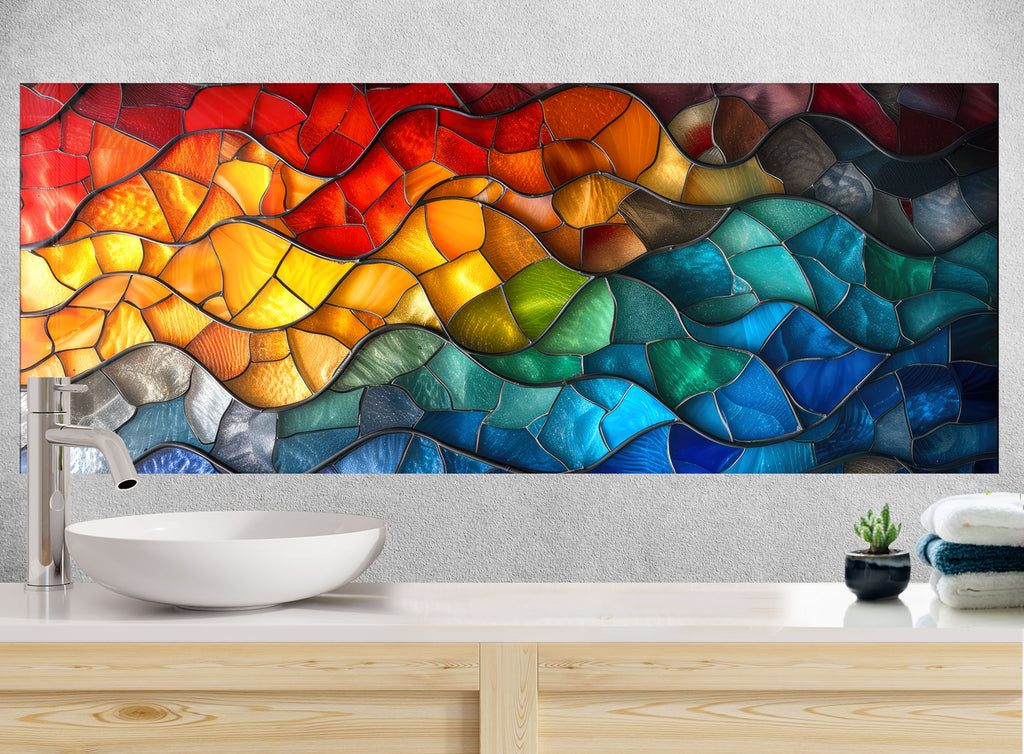 Sunset Waves - Glass Kitchen Backsplash-BacksplashArtworks