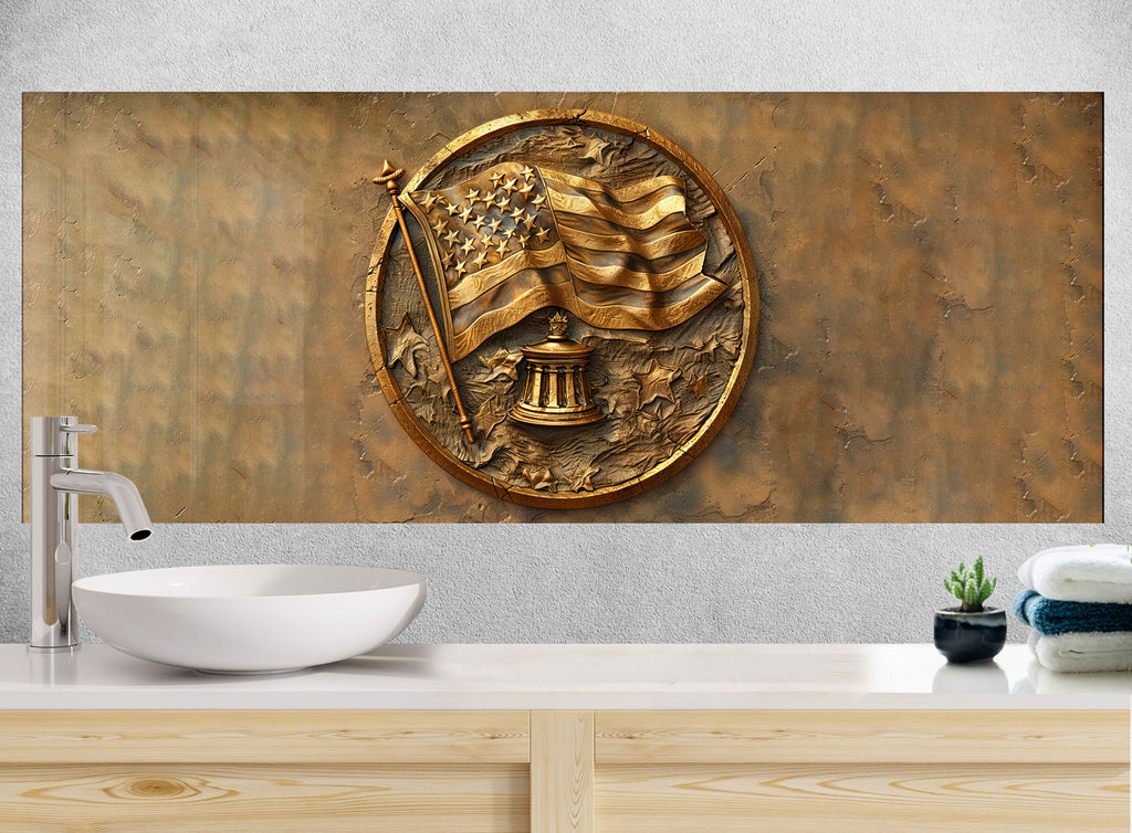 Patriotic American Flag - Glass Kitchen Backsplash-BacksplashArtworks