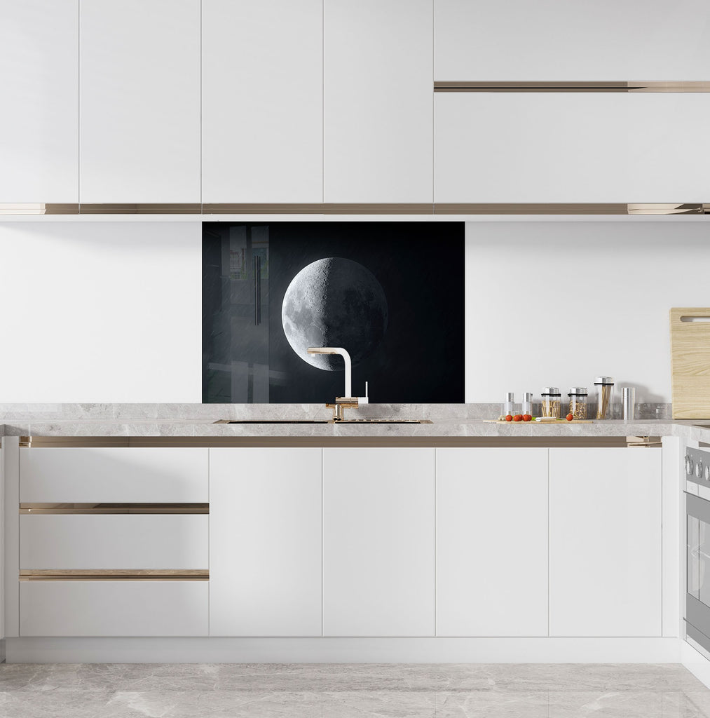 Lunar Eclipse Moon Wall Art - Tempered Glass Kitchen Backsplash-BacksplashArtworks