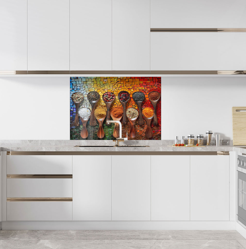 Rainbow Mosaic Spice - Glass Kitchen Backsplash-BacksplashArtworks