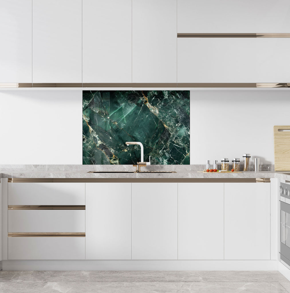 Forest Green Marble - Glass Kitchen Backsplash-BacksplashArtworks