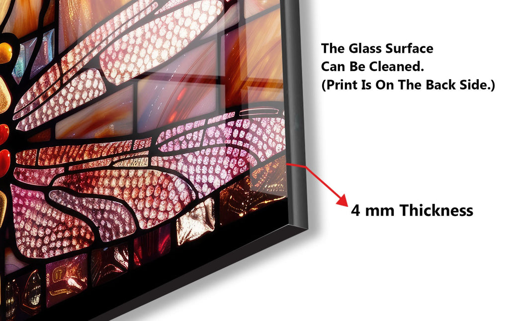 Colored Dragonfly – Stained Glass Kitchen Backsplash-BacksplashArtworks