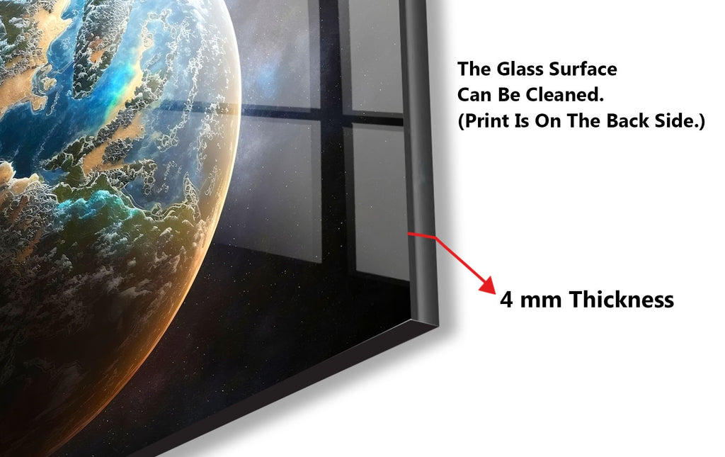 Galactic Earth View Wall Art - Tempered Glass Kitchen Backsplash-BacksplashArtworks