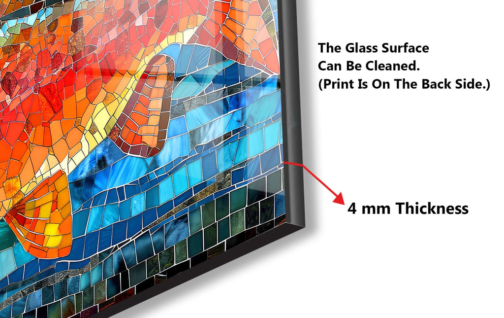 Mosaic Tempered Glass Kitchen Backsplash with Vibrant Colorful Fish Design-BacksplashArtworks