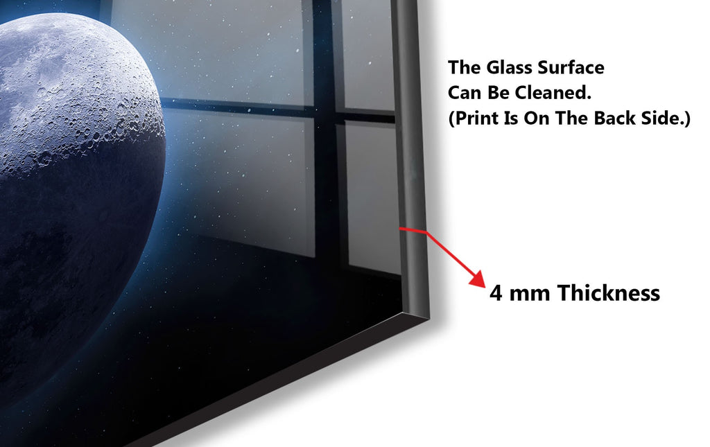 Blue Moon Galaxy Wall Art - Tempered Glass Kitchen Backsplash-BacksplashArtworks