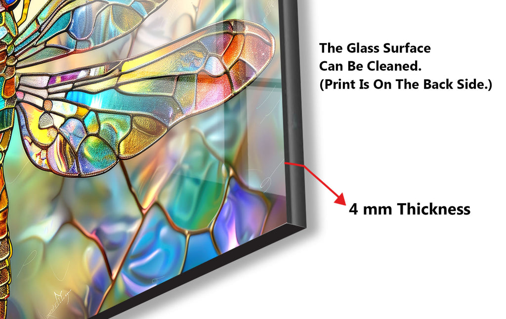 Stained Dragonfly- Glass Kitchen Backsplash-BacksplashArtworks