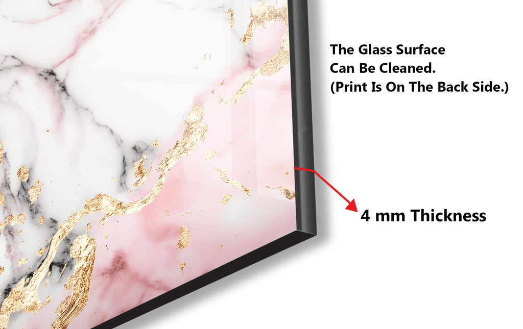 Pink & Gold Marble Elegance - Glass Kitchen Backsplash-BacksplashArtworks