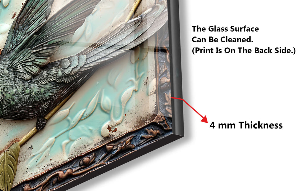 Vintage Hummingbird – Glass Kitchen Backsplash-BacksplashArtworks