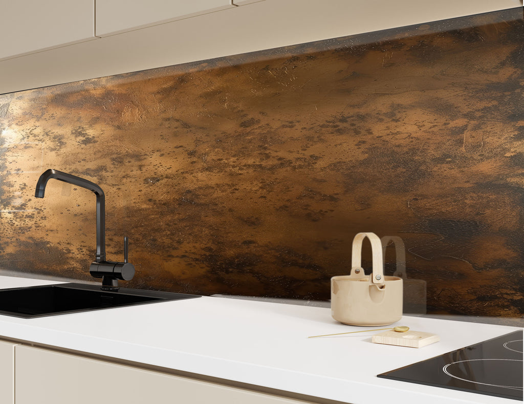 Bronze Panel Abstract Glass Backsplash-BacksplashArtworks