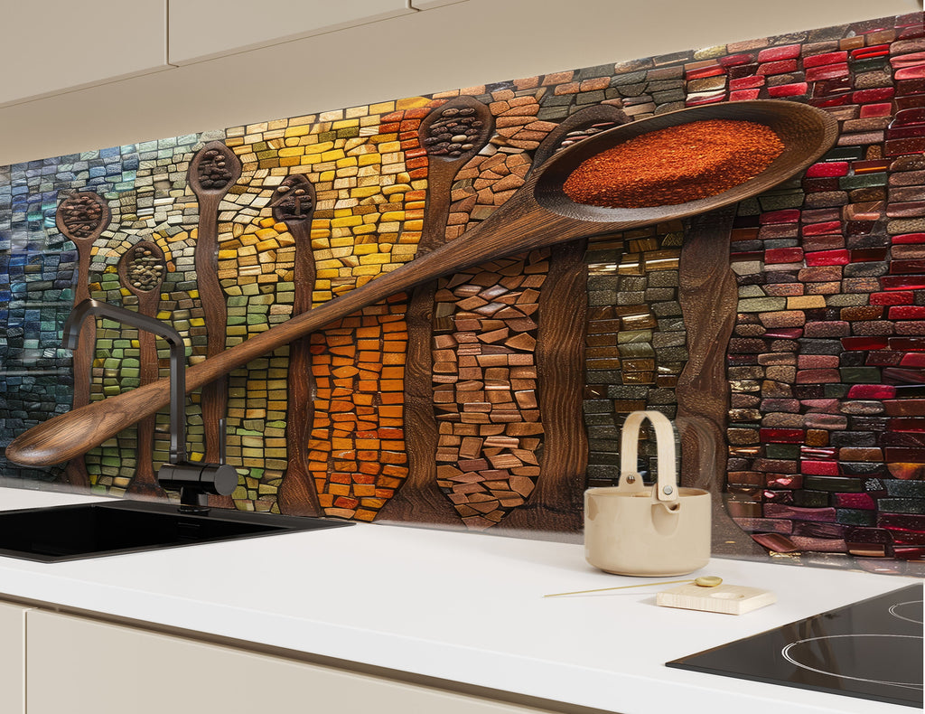 Mosaic Spice Art - Glass Kitchen Backsplash-BacksplashArtworks