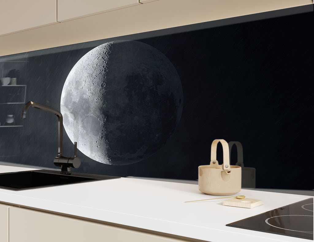 Lunar Eclipse Moon Wall Art - Tempered Glass Kitchen Backsplash-BacksplashArtworks