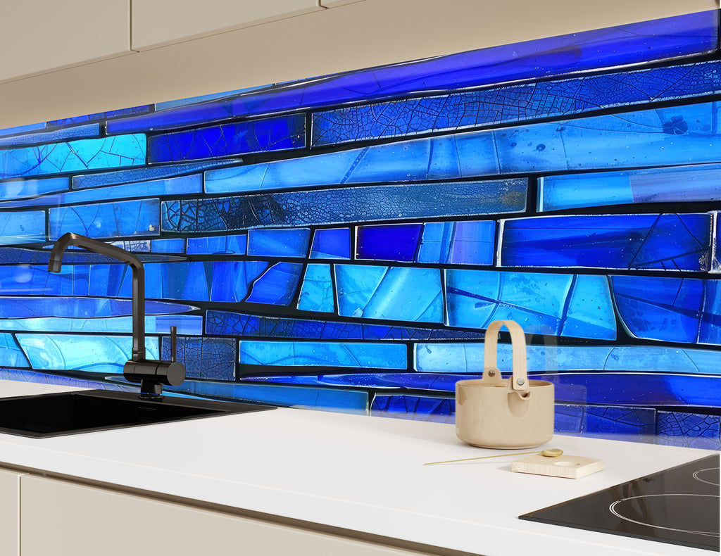 Sapphire Blue - Glass Kitchen Backsplash-BacksplashArtworks
