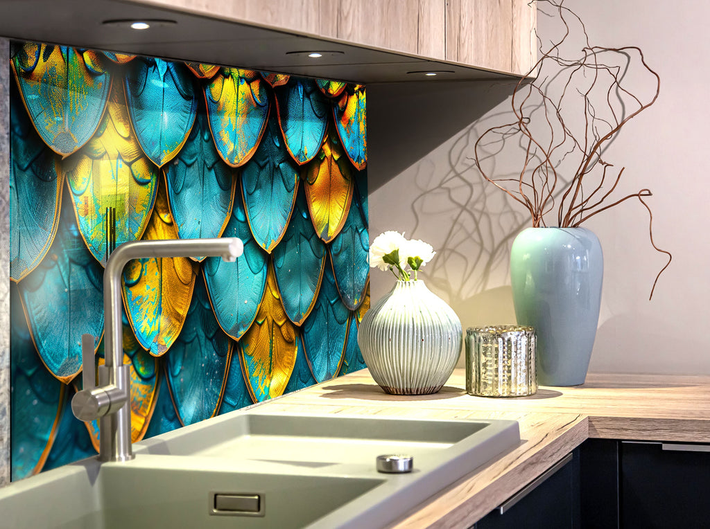 Abstract Tempered Glass Backsplash-BacksplashArtworks