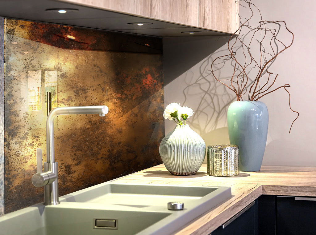 Bronze Panel Abstract Glass Backsplash-BacksplashArtworks