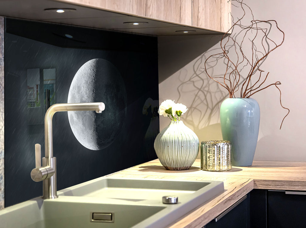 Lunar Eclipse Moon Wall Art - Tempered Glass Kitchen Backsplash-BacksplashArtworks