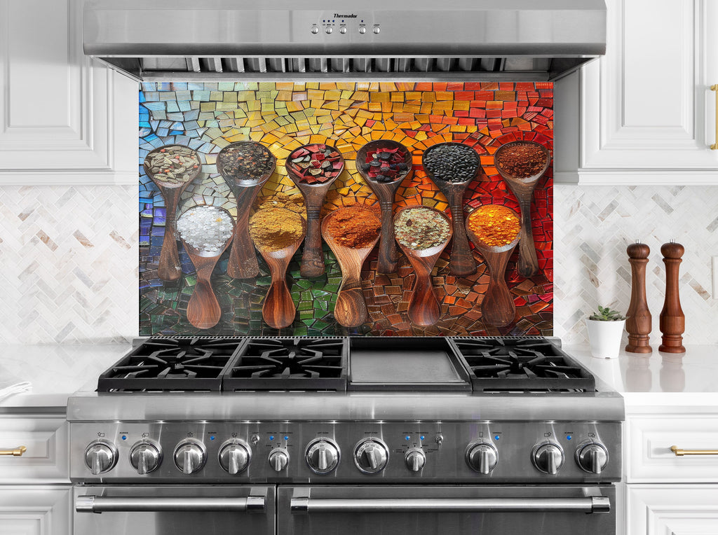 Rainbow Mosaic Spice - Glass Kitchen Backsplash-BacksplashArtworks