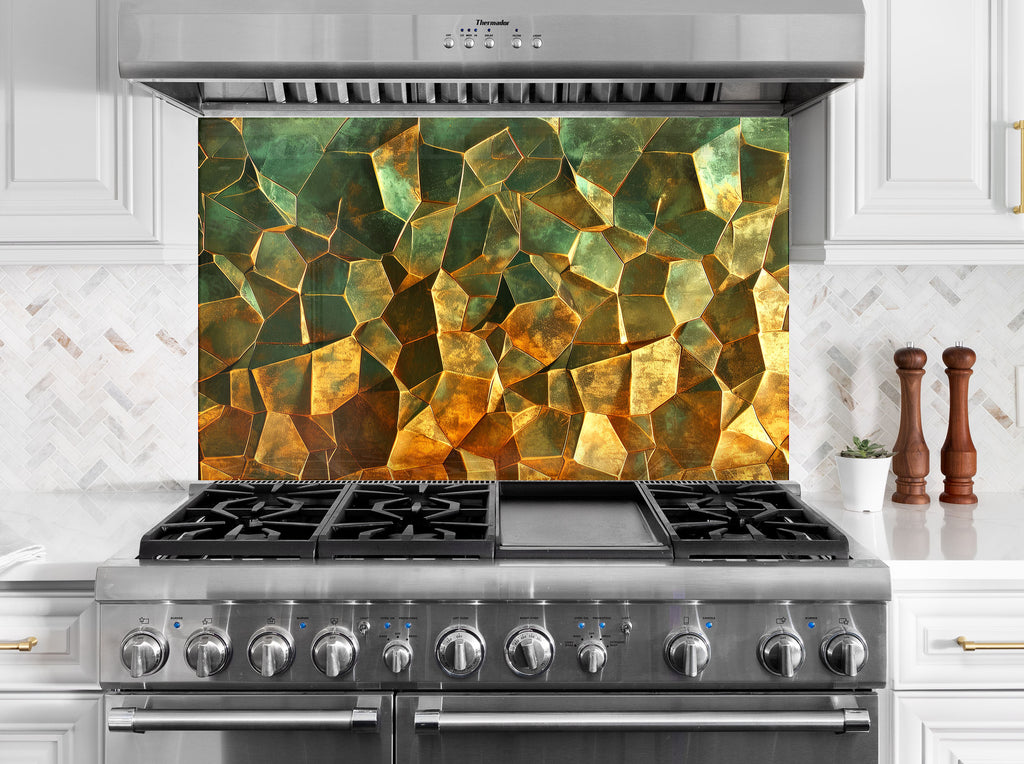Golden Emerald - Glass Kitchen Backsplash-BacksplashArtworks