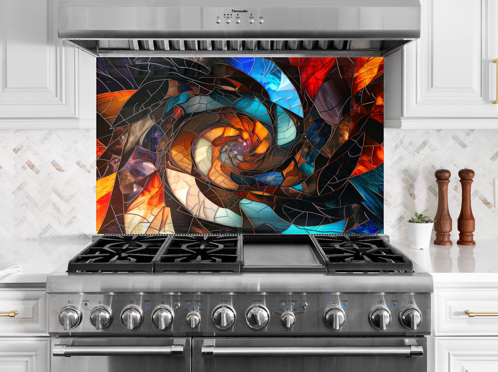 Spiral Vortex - Glass Kitchen Backsplash-BacksplashArtworks
