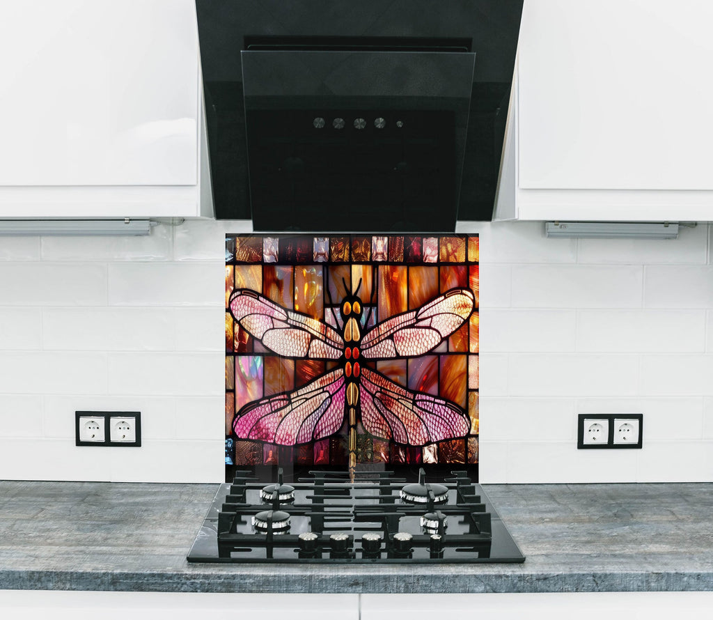 Colored Dragonfly – Stained Glass Kitchen Backsplash-BacksplashArtworks