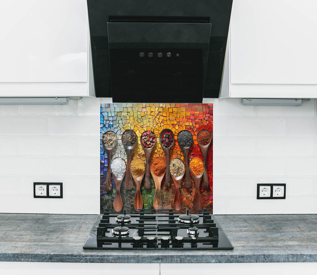 Rainbow Mosaic Spice - Glass Kitchen Backsplash-BacksplashArtworks