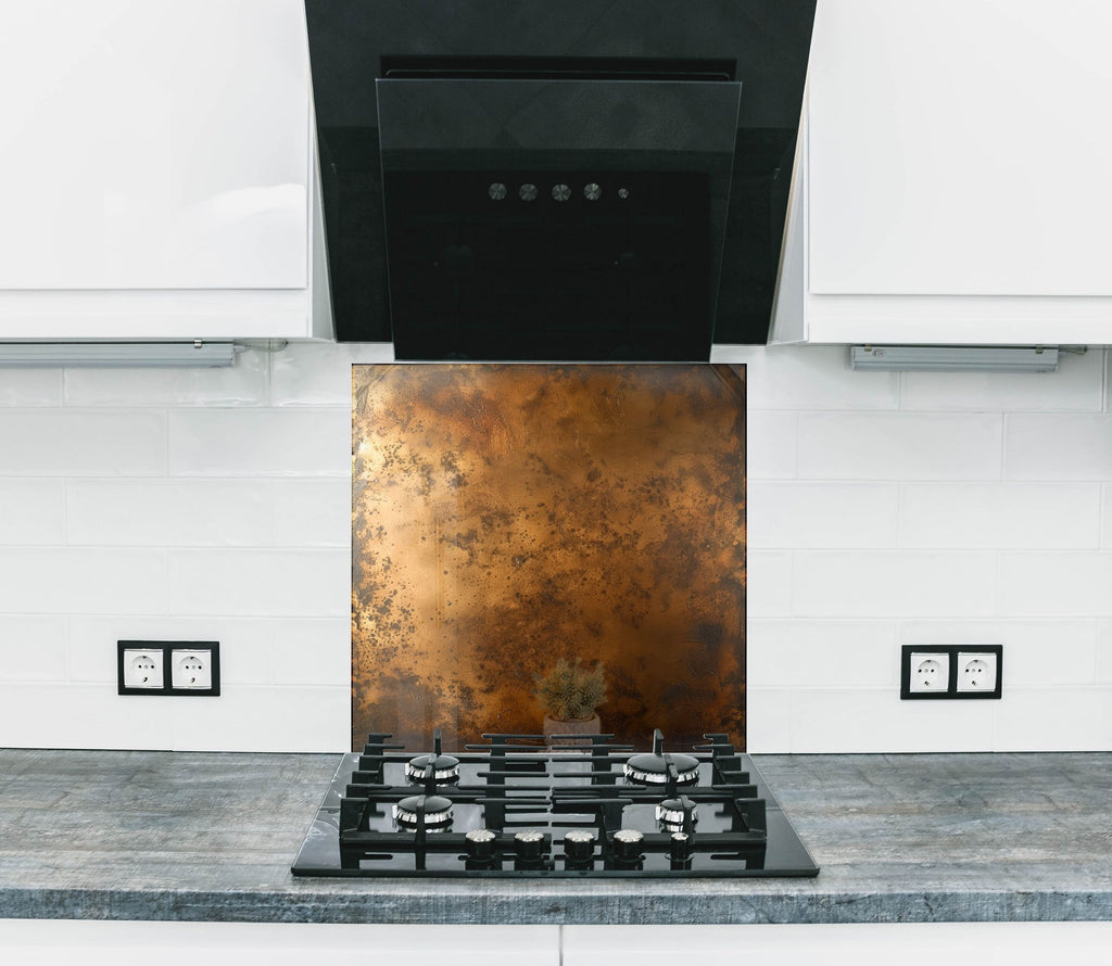 Bronze Panel Abstract Glass Backsplash-BacksplashArtworks