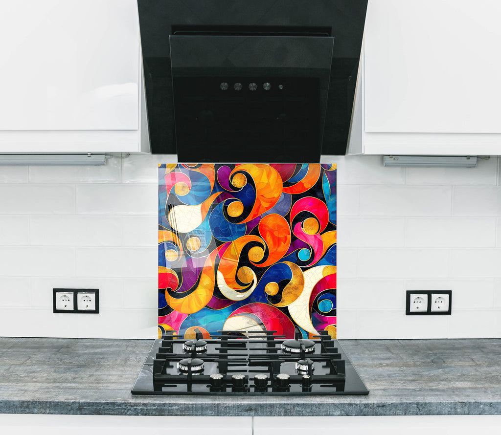 Abstract Tempered Glass Backsplash-BacksplashArtworks