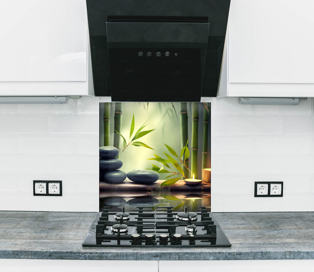 Zen & Spa Stones Tempered Glass Backsplash-BacksplashArtworks