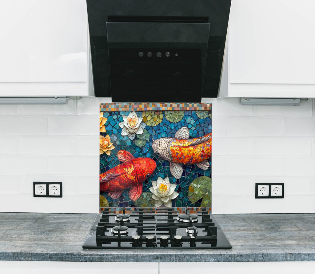 Mosaic Koi Fish – Glass Kitchen Backsplash-BacksplashArtworks